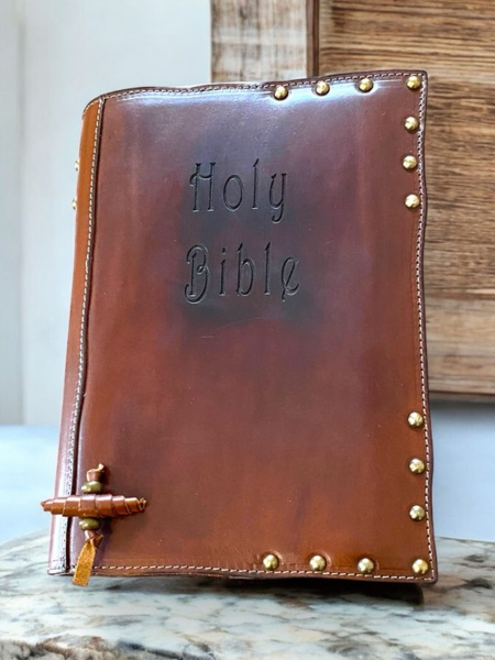 Usnjeni ovitek za Sveto pismo s kazalom, ovitek za Biblijo