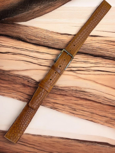 Usnjeni pas konjak barve reptili 3,5 cm