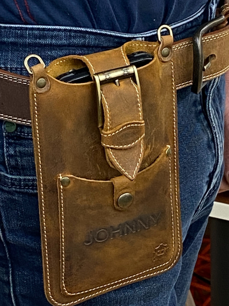 Personalizirana usnjena pasna torbica za telefon