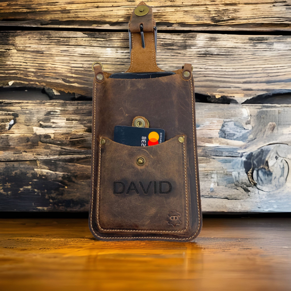 Usnjena torbica z gravuro imena za pas in ramo