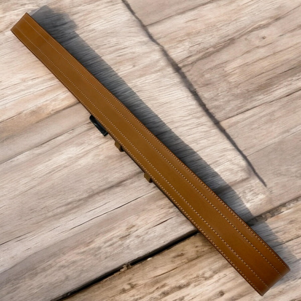 Usnjeni pas za kavbojke barve konjak, širina 4 cm
