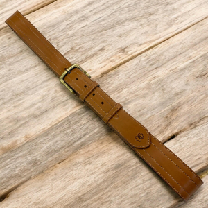 Usnjeni pas za kavbojke barve konjak, širina 4 cm