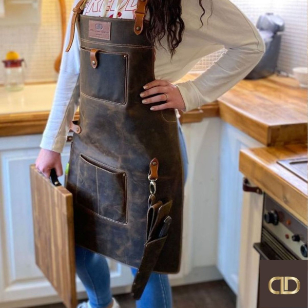 Personalizirani Usnjeni predpasnik za žar CHEF 