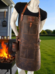 Personalizirani Usnjeni predpasnik za žar CHEF 