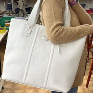 Unikatna velika bela usnjena torba Po naročilu