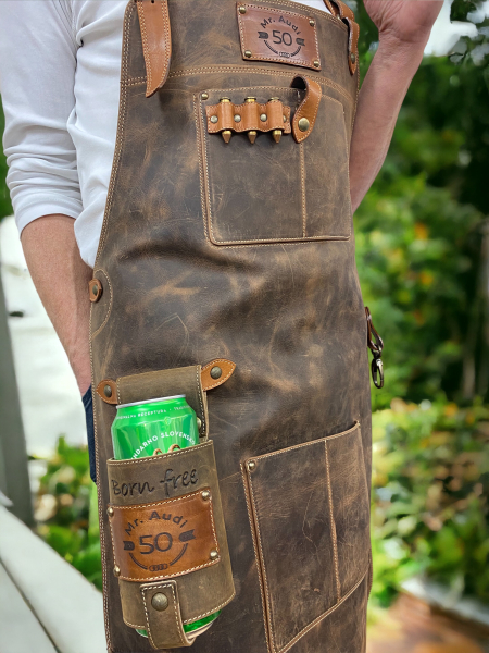 Usnjeni predpasnik z NABOJI in Držalom za pijačo