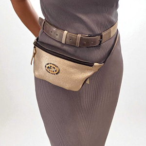 Women's leather belt bag Rose gold
