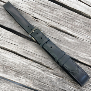 Sivi usnjeni pas širine 3,5 cm