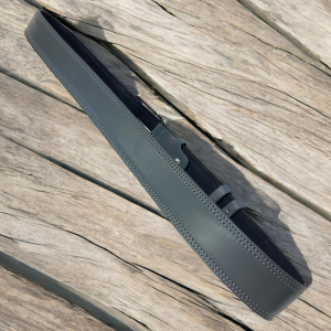 Sivi usnjeni pas širine 3,5 cm