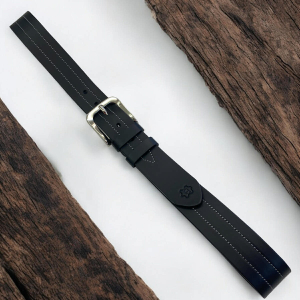 Usnjeni pas za kavbojke črni, širina 4 cm