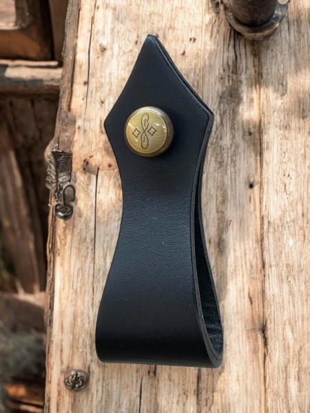 Leather Furniture Handle Engraved Antique O Screws
