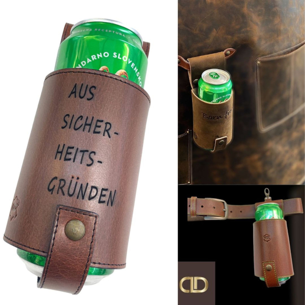 Prilagojeno usnjeno držalo za pivo www.dddesign.si