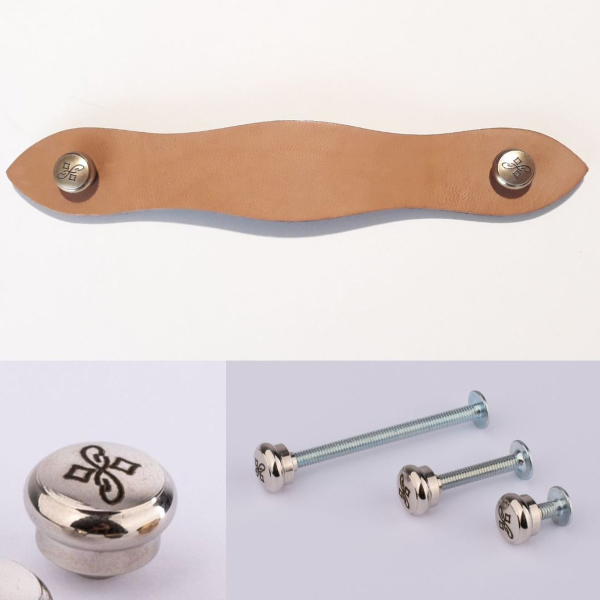 Usnjeni pohištveni ročaj Amor srebrni Gravirani vijaki