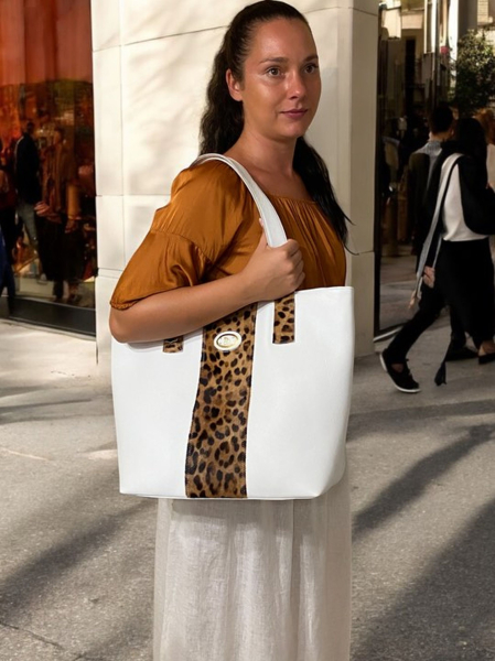 Unikatna velika usnjena torba z vzorcem jaguarja 