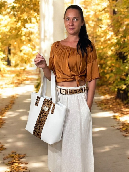 Unikatna velika usnjena torba z vzorcem jaguarja 