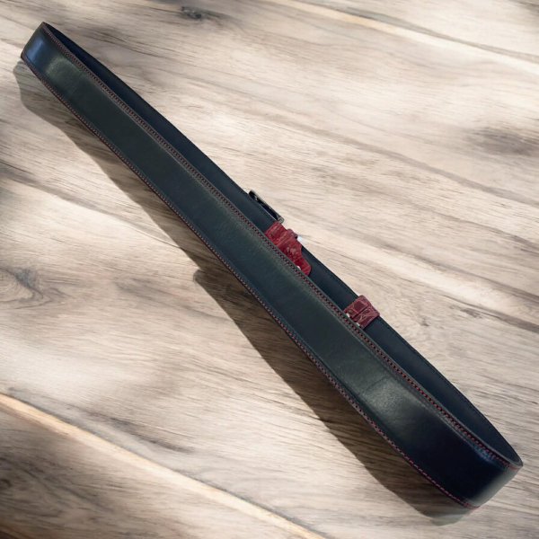 Usnjeni pas črni in bordo krokodil, širina 4 cm