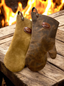 Grill gloves. Leather oven gloves.