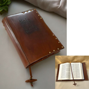 Usnjeni ovitek za knjigo s kazalom