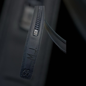 Black leather Exclusive belt with hidden pocket 4.3 cm