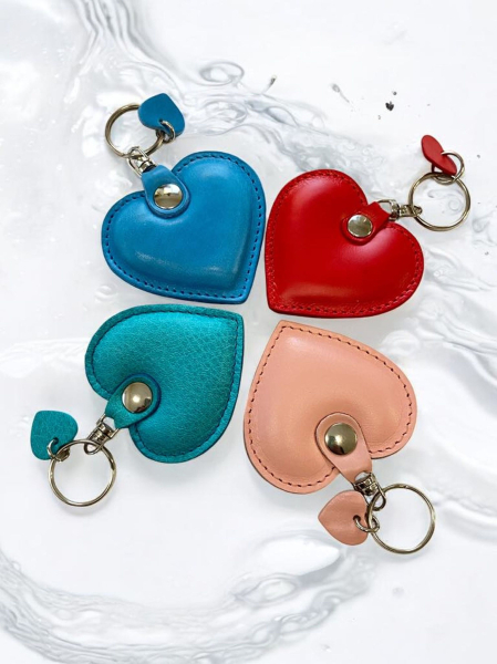 Leather keychains SOFT HEART pastel