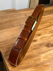 Usnjeni pas Krokodil s skrito zadrgo 4,3 cm