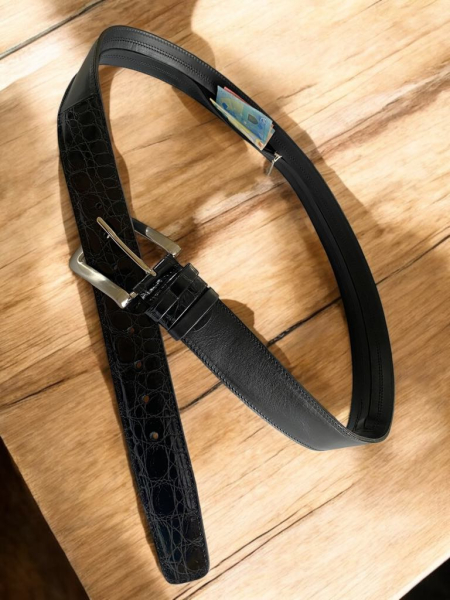 Usnjeni pas Krokodil s skrito zadrgo 4,3 cm