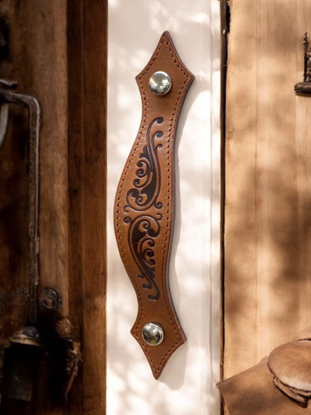 Rustic sewn drawer Handle Kupid silver O screws