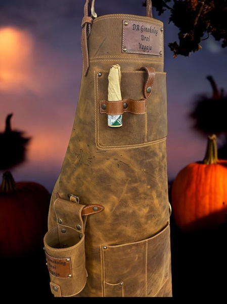 Personalizirani usnjeni predpasnik JAGER z držalom piva 