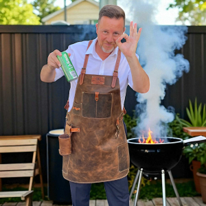 Usnjeni predpasnik s križnimi hrbtnimi pasovi